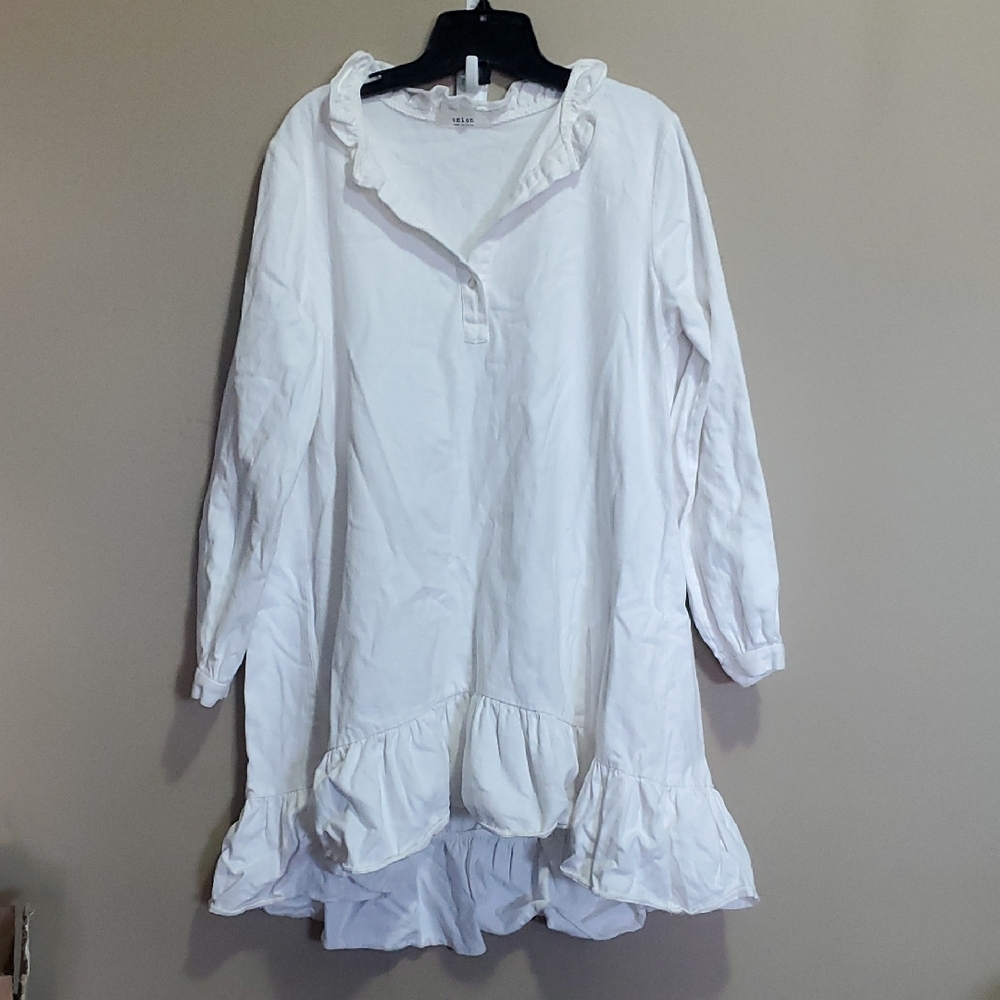 Onion White Ruffled Long Sleeve Dress Size XL